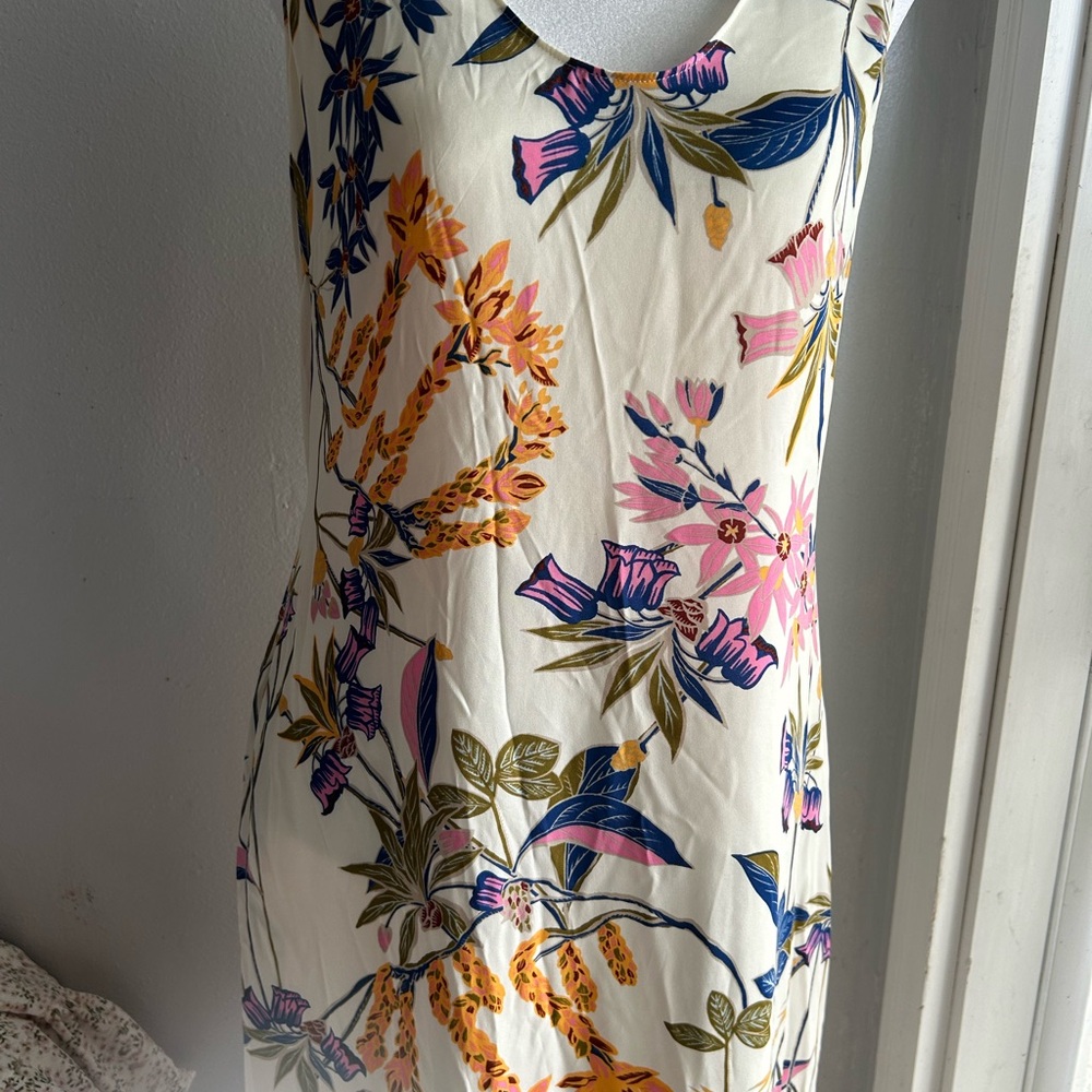 Nordstrom Signature Floral Silk Blend Dress Size X Small Lined Pockets Vacation